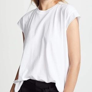 AYR The Supercool Cut Off Sleeve Oversized Pima Cotton Tee In White Size M